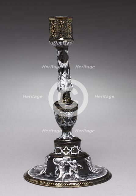 Candlestick Depicting Five of the Seven Labors of Hercules, c. 1565. Creator: Jean II de Court (French, bef 1583), attributed to.