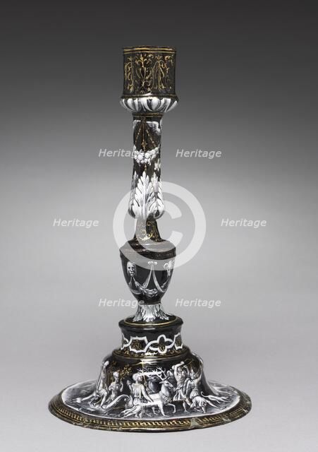 Candlestick Depicting the Triumph of Diana, c. 1565. Creator: Jean II de Court (French, bef 1583), attributed to.