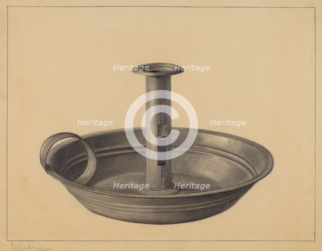 Candlestick Holder, c. 1937. Creator: Herman Bader.