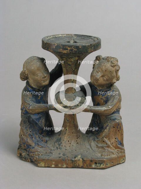 Candlestick Held by Two Angels, French, 14th century. Creator: Unknown.