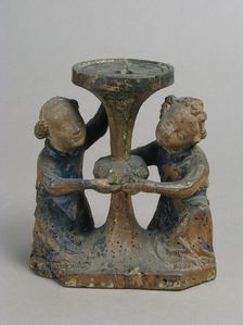 Candlestick Held by Two Angels, French, 14th century. Creator: Unknown