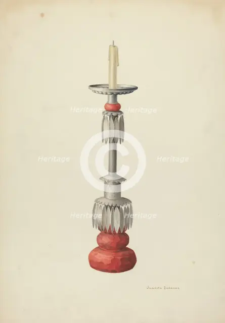 Candlestick (One of a Pair), c. 1941. Creator: Juanita Donahoo.