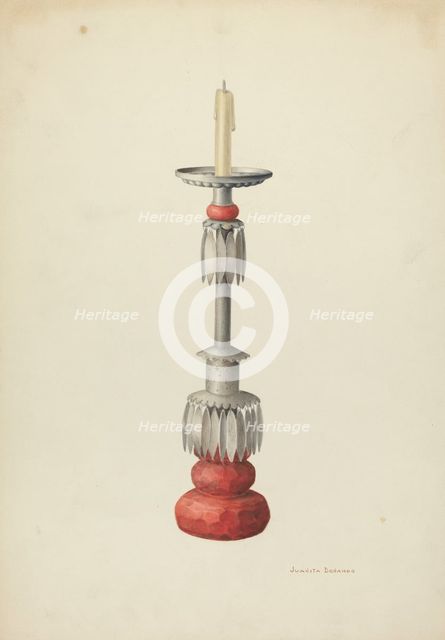 Candlestick (One of a Pair), c. 1941. Creator: Juanita Donahoo.