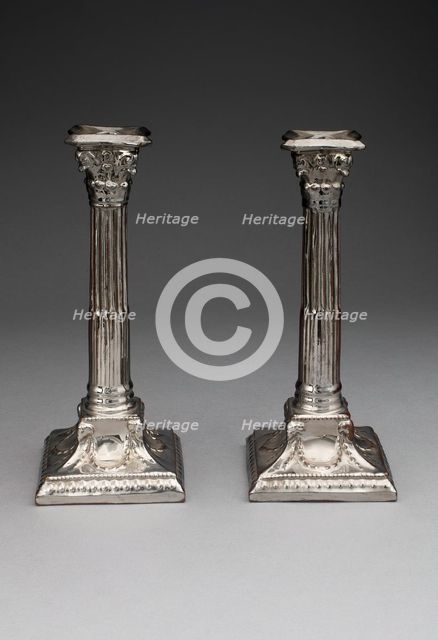 Candlestick (one of a pair), Staffordshire, 1810/20. Creator: Staffordshire Potteries.