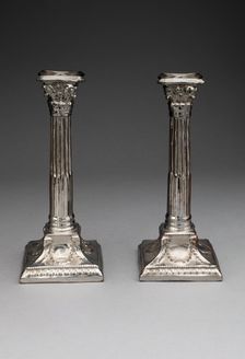 Candlestick (one of a pair), Staffordshire, 1810/20. Creator: Staffordshire Potteries