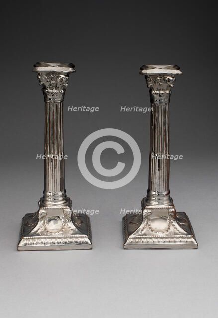 Candlestick (one of a pair), Staffordshire, 1810/20. Creator: Staffordshire Potteries.