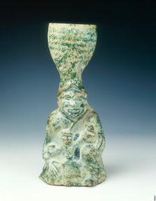 Candlestick of a human figure with infant, Eastern Han dynasty, 25 AD-220 AD. Creator: Unknown