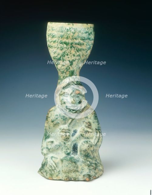 Candlestick of a human figure with infant, Eastern Han dynasty, 25 AD-220 AD. Creator: Unknown.