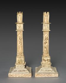 Candlestick Pair, 1800s - early 1900s. Creator: Unknown