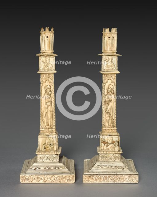 Candlestick Pair, 1800s - early 1900s. Creator: Unknown.