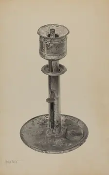 Candlestick/Whale Oil Lamp, c. 1939. Creator: Amelia Tuccio
