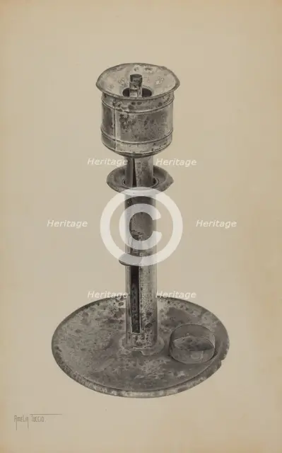 Candlestick/Whale Oil Lamp, c. 1939. Creator: Amelia Tuccio.