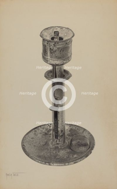 Candlestick/Whale Oil Lamp, c. 1939. Creator: Amelia Tuccio.