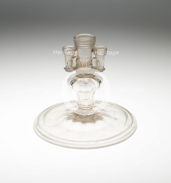 Candlestick with Three Nozzles, Bohemia, 18th century. Creator: Bohemia Glass.
