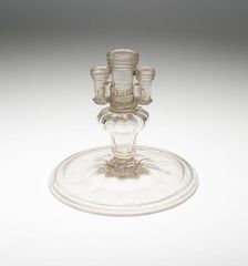 Candlestick with Three Nozzles, Bohemia, 18th century. Creator: Bohemia Glass