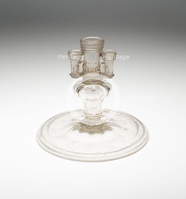 Candlestick with Three Nozzles, Bohemia, 18th century. Creator: Bohemia Glass.