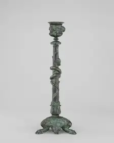 Candlestick with Volubilis, Roots, and Fawn's Feet with a Serpent about the Stem, c. 1845/1874. Creator: Antoine-Louis Barye