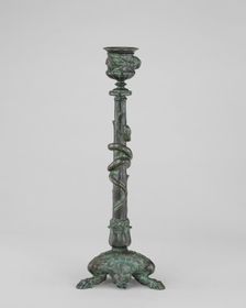 Candlestick with Volubilis, Roots, and Fawn's Feet with a Serpent about the Stem, c. 1845/1874. Creator: Antoine-Louis Barye