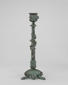 Candlestick with Volubilis, Roots, and Fawn's Feet with a Serpent about the Stem, c. 1845/1874. Creator: Antoine-Louis Barye
