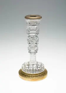 Candlestick with Madonna and Child, Bohemia, c. 1835/40. Creator: Bohemia Glass