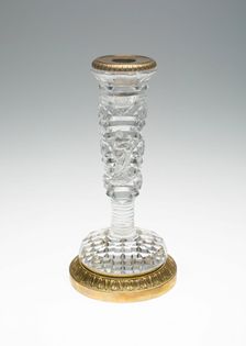 Candlestick with Madonna and Child, Bohemia, c. 1835/40. Creator: Bohemia Glass
