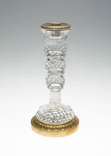 Candlestick with Madonna and Child, Bohemia, c. 1835/40. Creator: Bohemia Glass