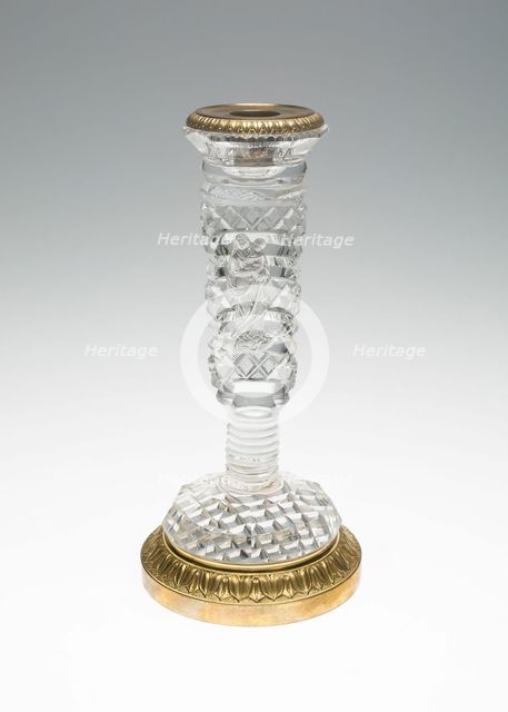 Candlestick with Madonna and Child, Bohemia, c. 1835/40. Creator: Bohemia Glass.