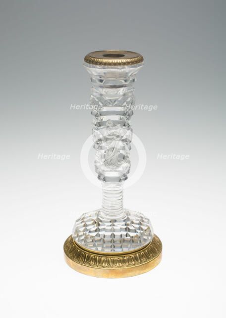 Candlestick with Madonna and Child, Bohemia, c. 1835/40. Creator: Bohemia Glass.