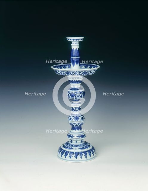 Candlestick with Ming style decoration, Qing dynasty, Qianlong period, China, 1736-1795. Creator: Unknown.