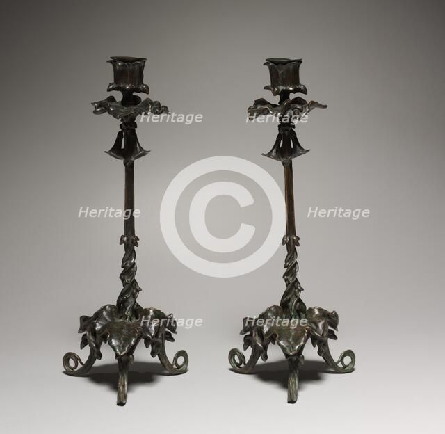 Candlesticks, 1800s. Creator: Antoine-Louis Barye (French, 1796-1875).