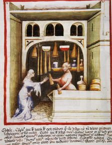 Candles selling, 14th century. Creator: Unknown