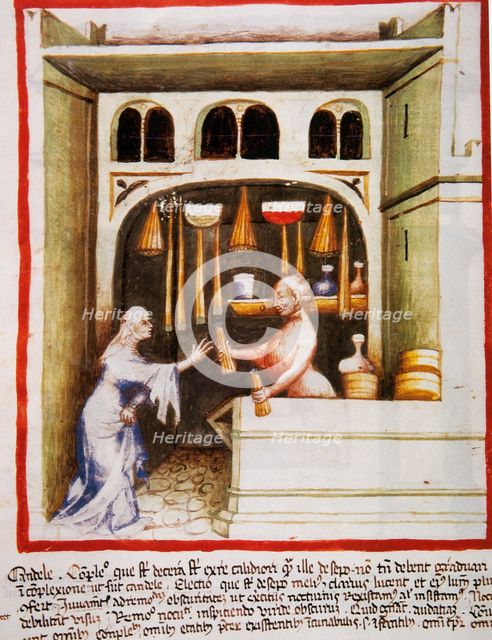 Candles selling, 14th century.  Creator: Unknown.