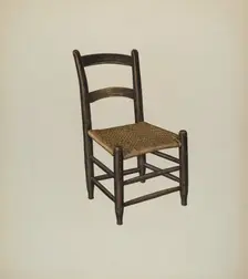 Cane Bottom Chair, c. 1942. Creator: Laurette Gauthier