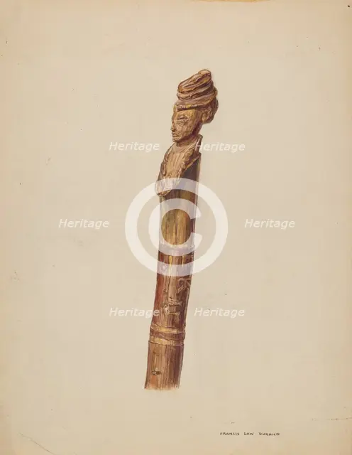 Cane Head or Handle, 1935/1942. Creator: Francis Law Durand.