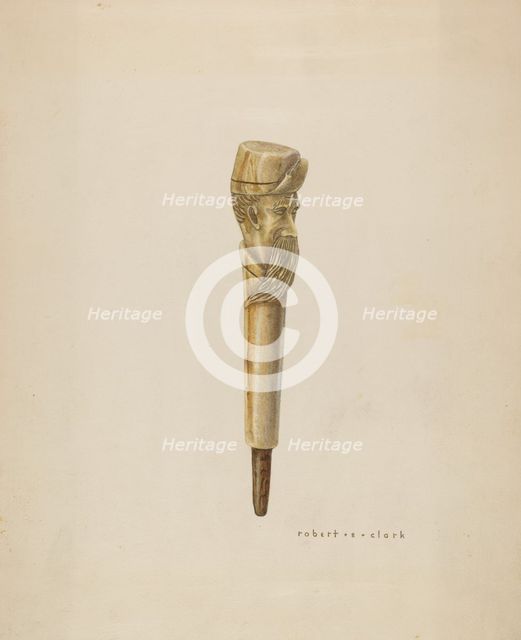 Cane Head or Handle, 1935/1942. Creator: Robert Clark.