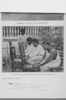 Caning chairs at the Gaudet School New Orleans, La., (1923?). Creator: Unknown