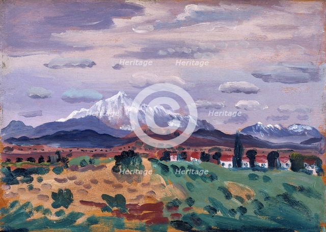 'Canigou in snow', 1908-1914. Creator: James Dickson Innes.