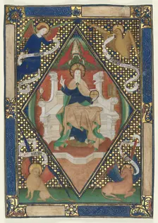 Canon Page from a Missal: Christ in Majesty with Evangelists, c. 1410. Creator: Unknown