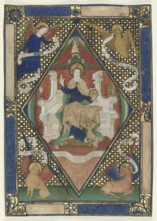 Canon Page from a Missal: Christ in Majesty with Evangelists, c. 1410. Creator: Unknown
