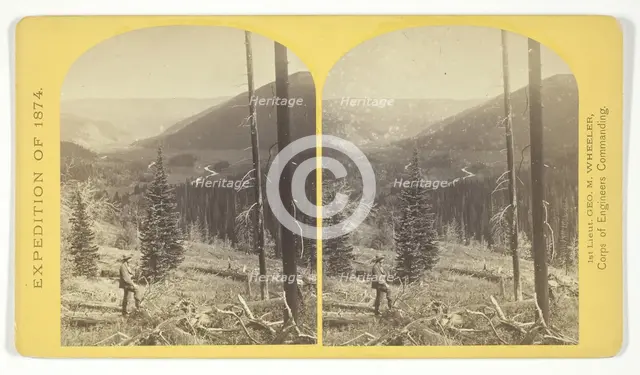 Cañon, Valley of the Conejos River, looking south from vicinity of "Lost Lakes", 1874. Creator: Tim O'Sullivan.