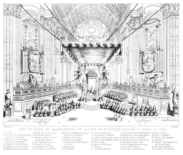 Canonisation of Saints in St Peter's Church, Rome, 1712.Artist: T Brown