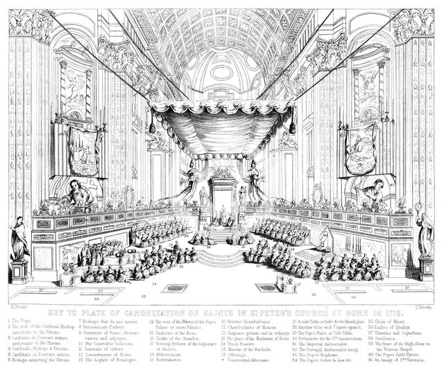 Canonisation of Saints in St Peter's Church, Rome, 1712.Artist: T Brown