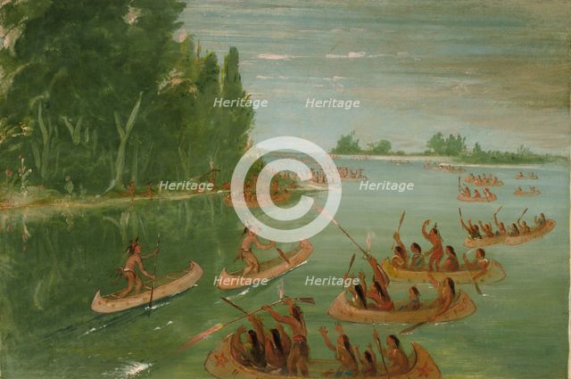 Canoe Race Near Sault Ste. Marie, 1836-1837. Creator: George Catlin.