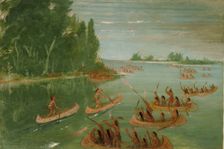 Canoe Race Near Sault Ste. Marie, 1836-1837. Creator: George Catlin