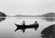 Canoeing on Clayquot Sound, c1910. Creator: Edward Sheriff Curtis