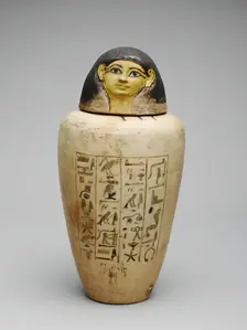 Canopic Jar of the Overseer of the Builders of Amun, Amenhotep, Egypt, New Kingdom, Dynasty 18... Creator: Unknown