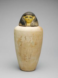 Canopic Jar of the Overseer of the Builders of Amun, Amenhotep, Egypt, New Kingdom, Dynasty 18... Creator: Unknown