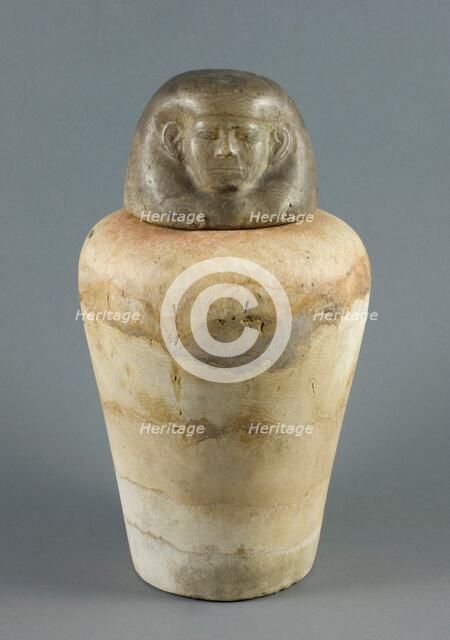 Canopic Jar with Human Head Lid, Egypt, Middle Kingdom, Dynasty 12 (about 1985-1773 BCE). Creator: Unknown.