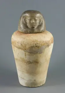 Canopic Jar with Human Head Lid, Egypt, Middle Kingdom, Dynasty 12 (about 1985-1773 BCE). Creator: Unknown