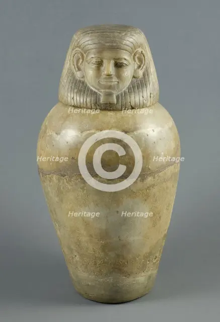 Canopic Jar with Human Head Lid, Egypt, Middle Kingdom, Dynasty 12 (about 1985-1773 BCE). Creator: Unknown.